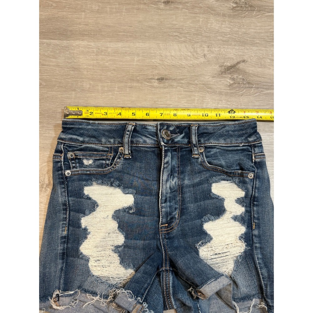 American Eagle Denim Shorts‎ Distressed Ripped Cuffed Dark Wash Women's Size 6